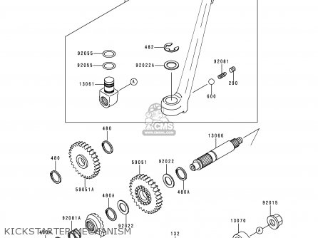 KICKSTARTER MECHANISM - KDX125-A2 1991 EUROPE UK AR GR NR SA ST