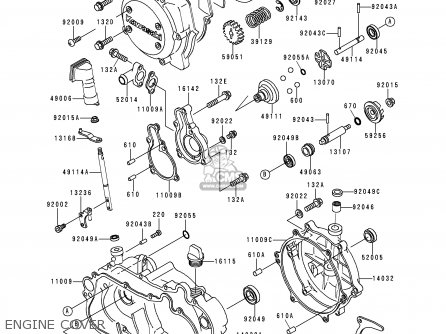 ENGINE COVER - KDX125-A2 1991 EUROPE UK AR GR NR SA ST