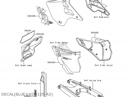 DECAL(BLUE)(KDX125-A2) - KDX125-A2 1991 EUROPE UK AR GR NR SA ST