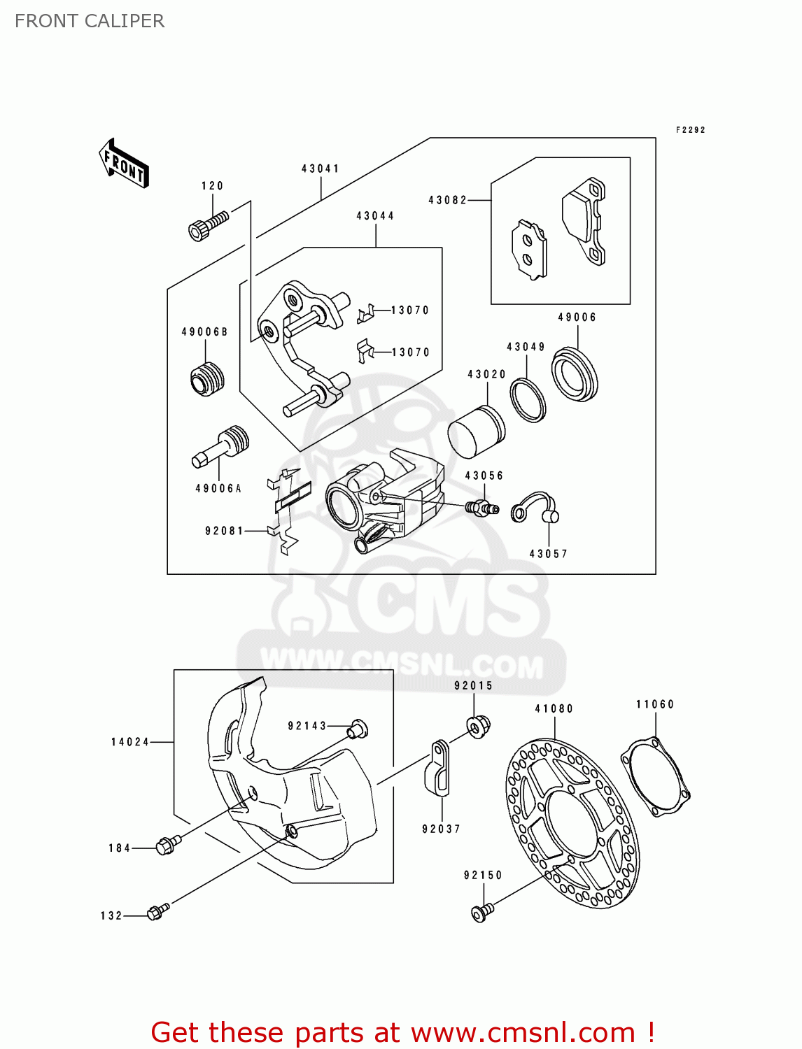 FRONT CALIPER KDX125-A3 KDX125SR 1992 EUROPE NR