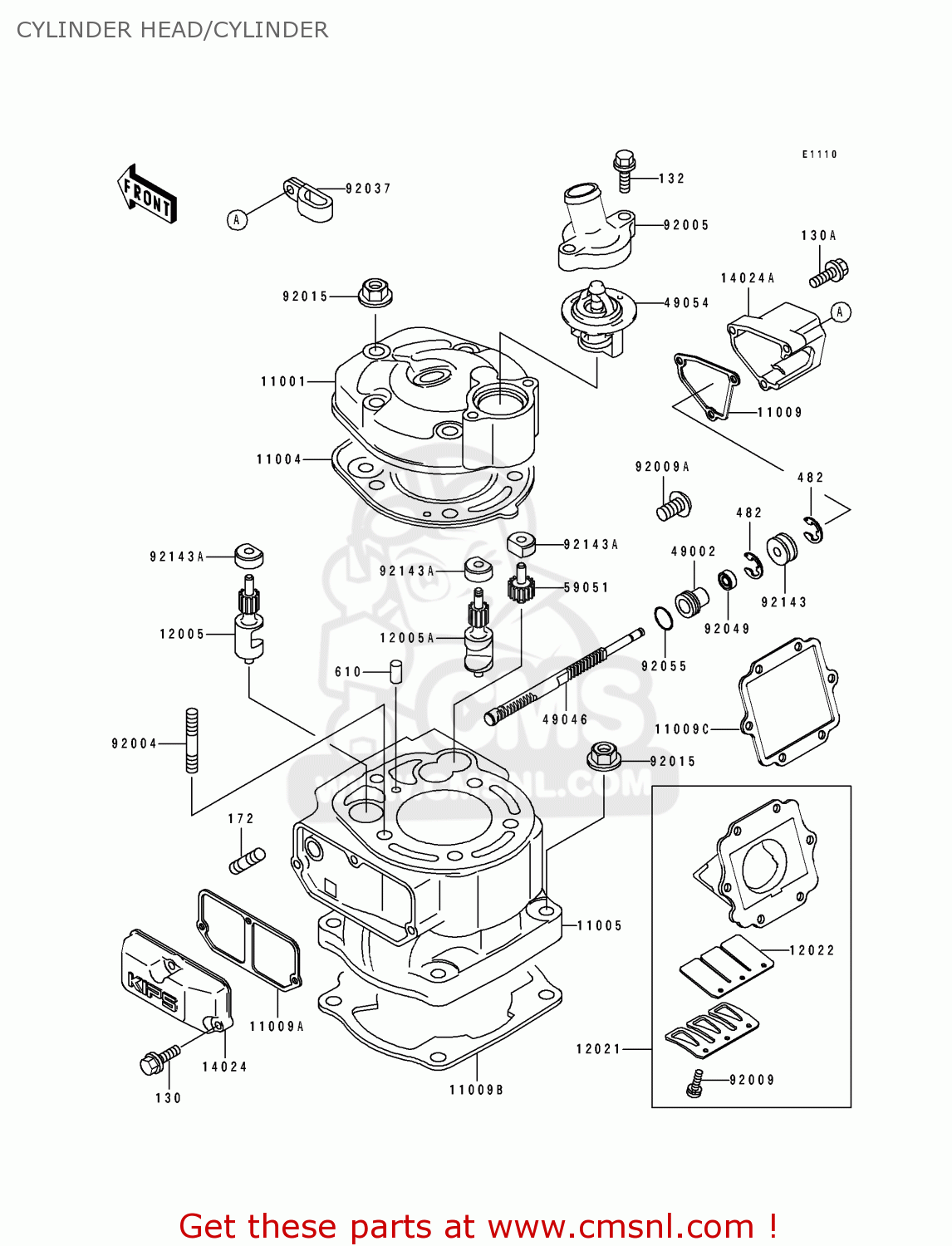 CYLINDER HEAD/CYLINDER KDX125-A4 KDX125SR 1993 EUROPE NR