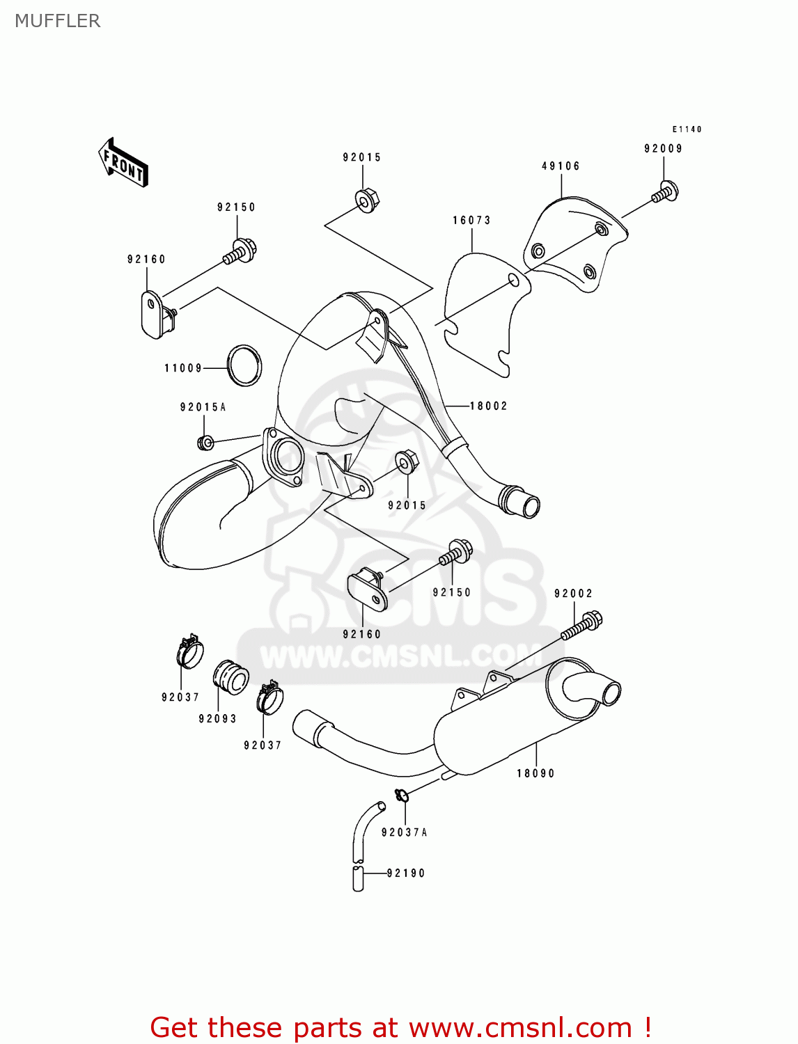 MUFFLER KDX125-A4 KDX125SR 1993 EUROPE NR