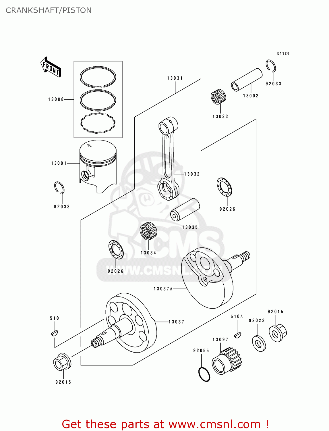 CRANKSHAFT/PISTON KDX125-A4 KDX125SR 1993 EUROPE NR