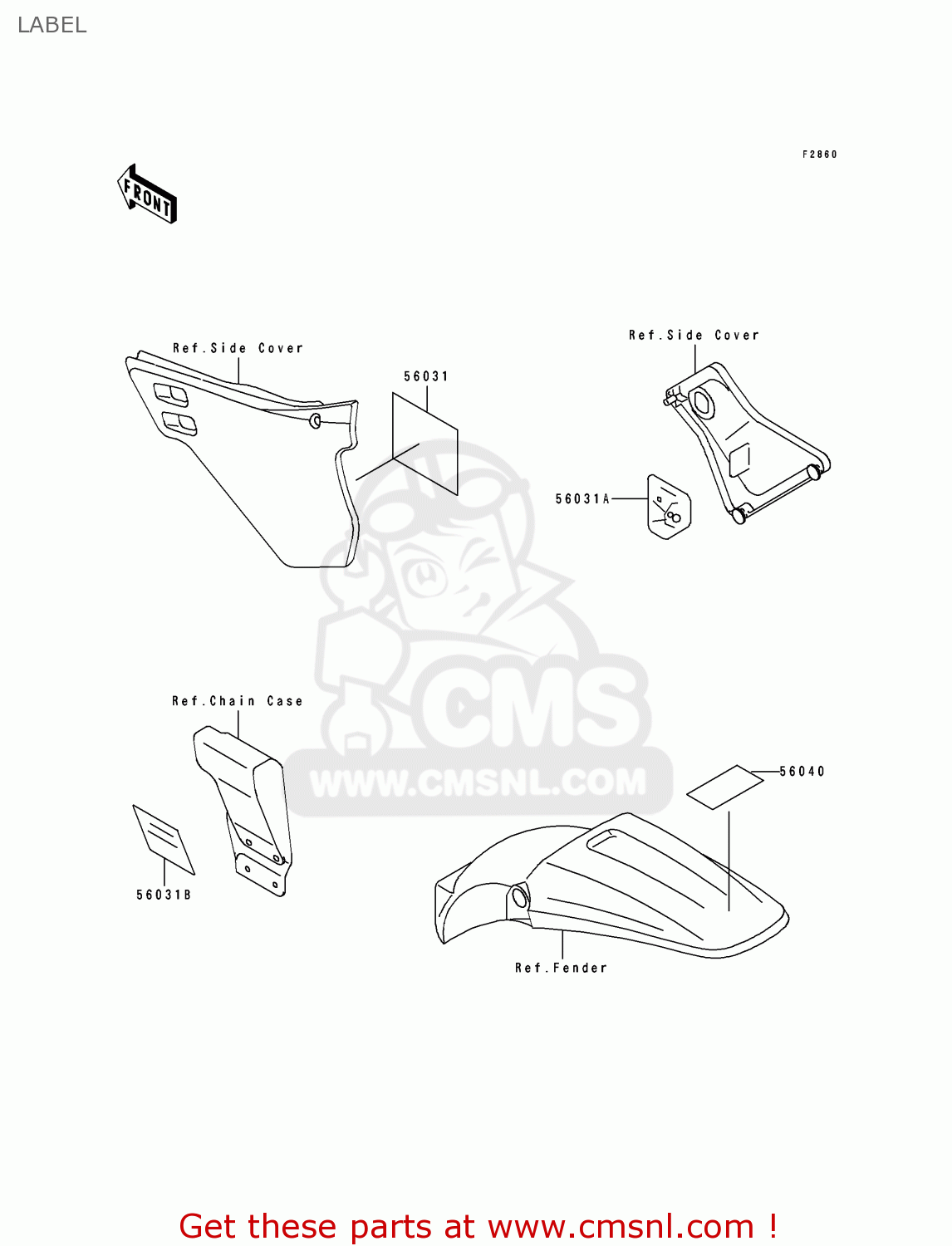 LABEL KDX125-A4 KDX125SR 1993 EUROPE NR