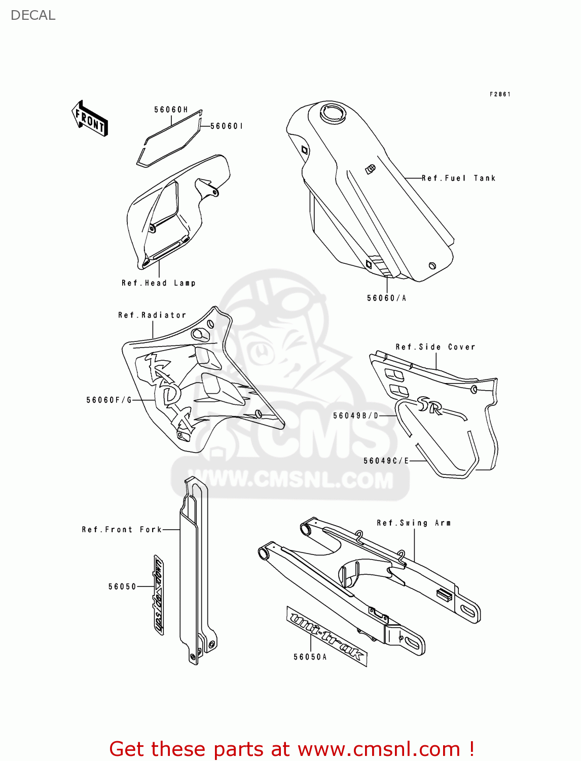 DECAL KDX125-A4 KDX125SR 1993 EUROPE NR