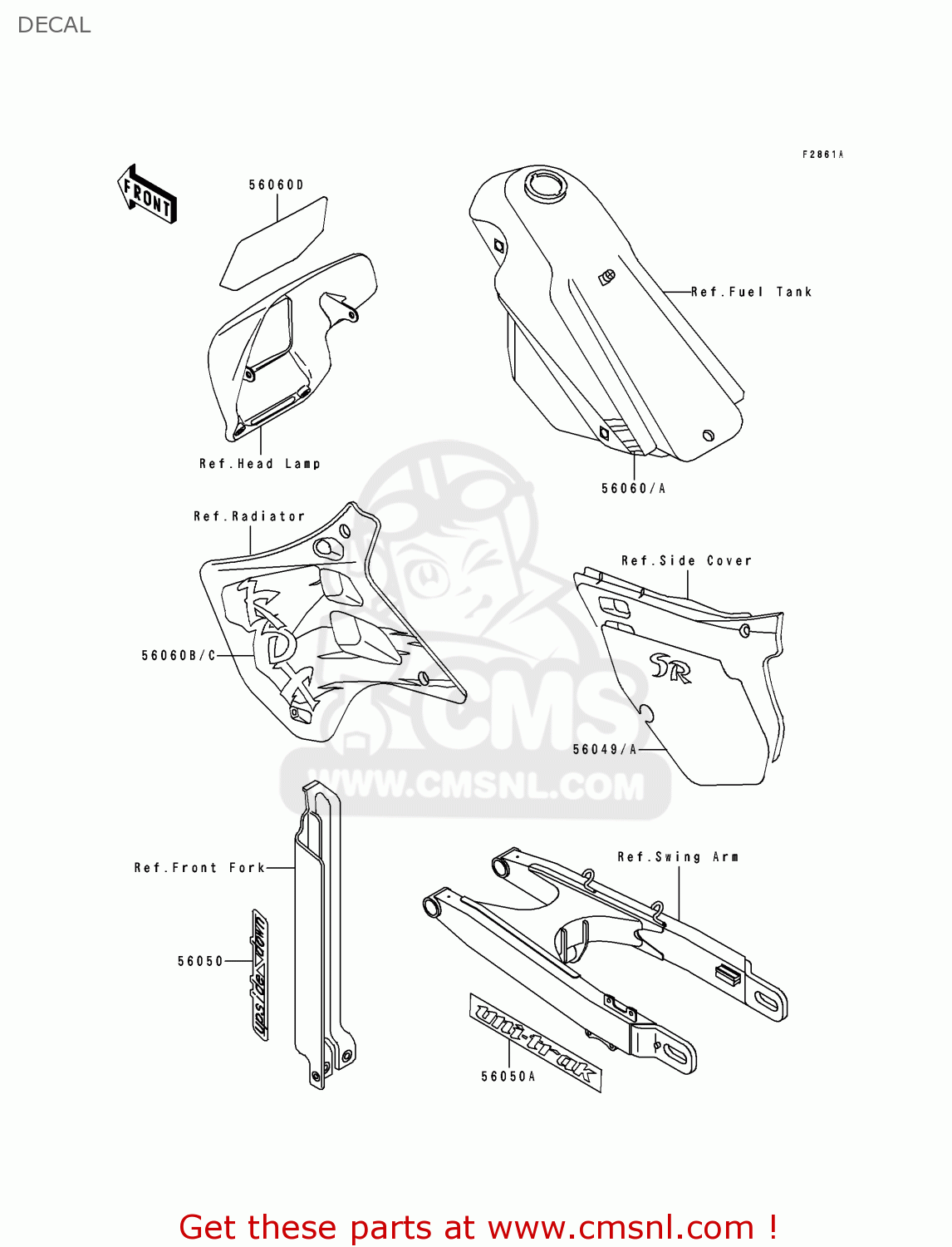 DECAL KDX125-A4 KDX125SR 1993 EUROPE NR