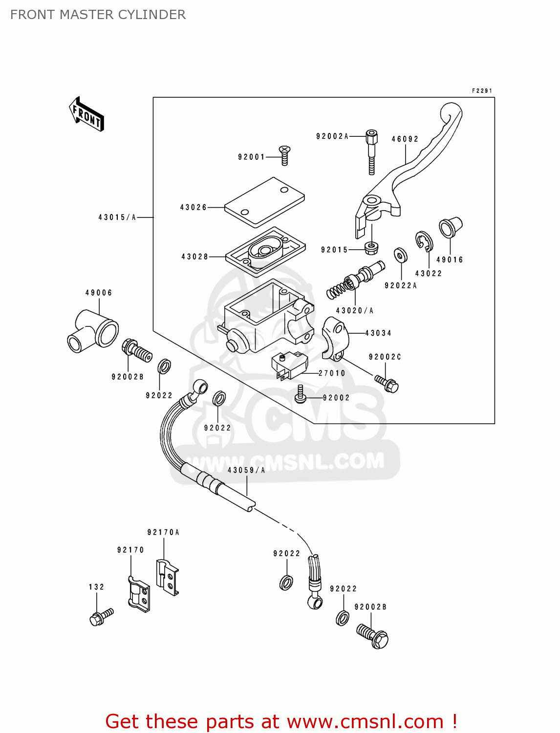 FRONT MASTER CYLINDER KDX125-B1 KDX125SR 1990 UNITED KINGDOM FR