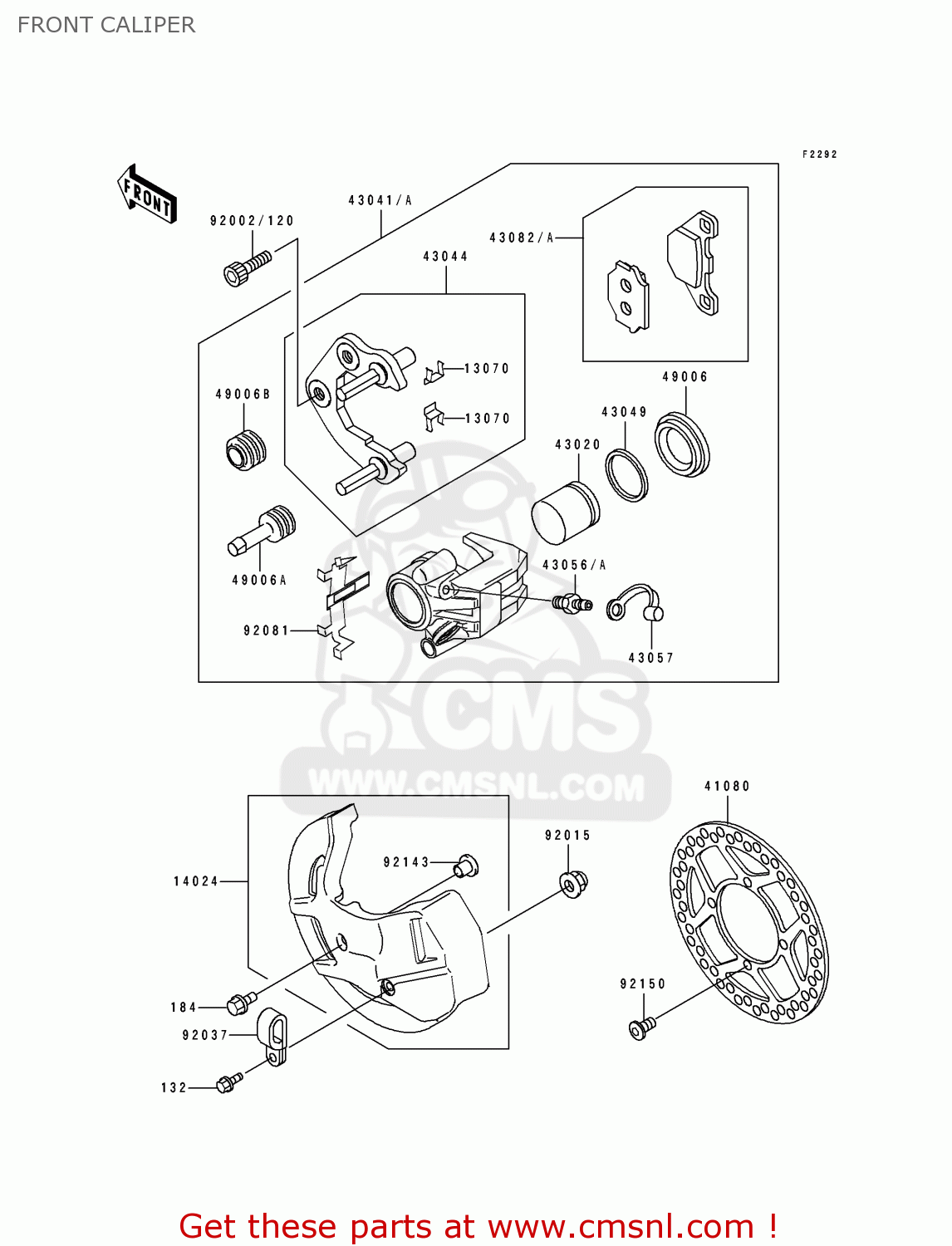FRONT CALIPER KDX125-B1 KDX125SR 1990 UNITED KINGDOM FR