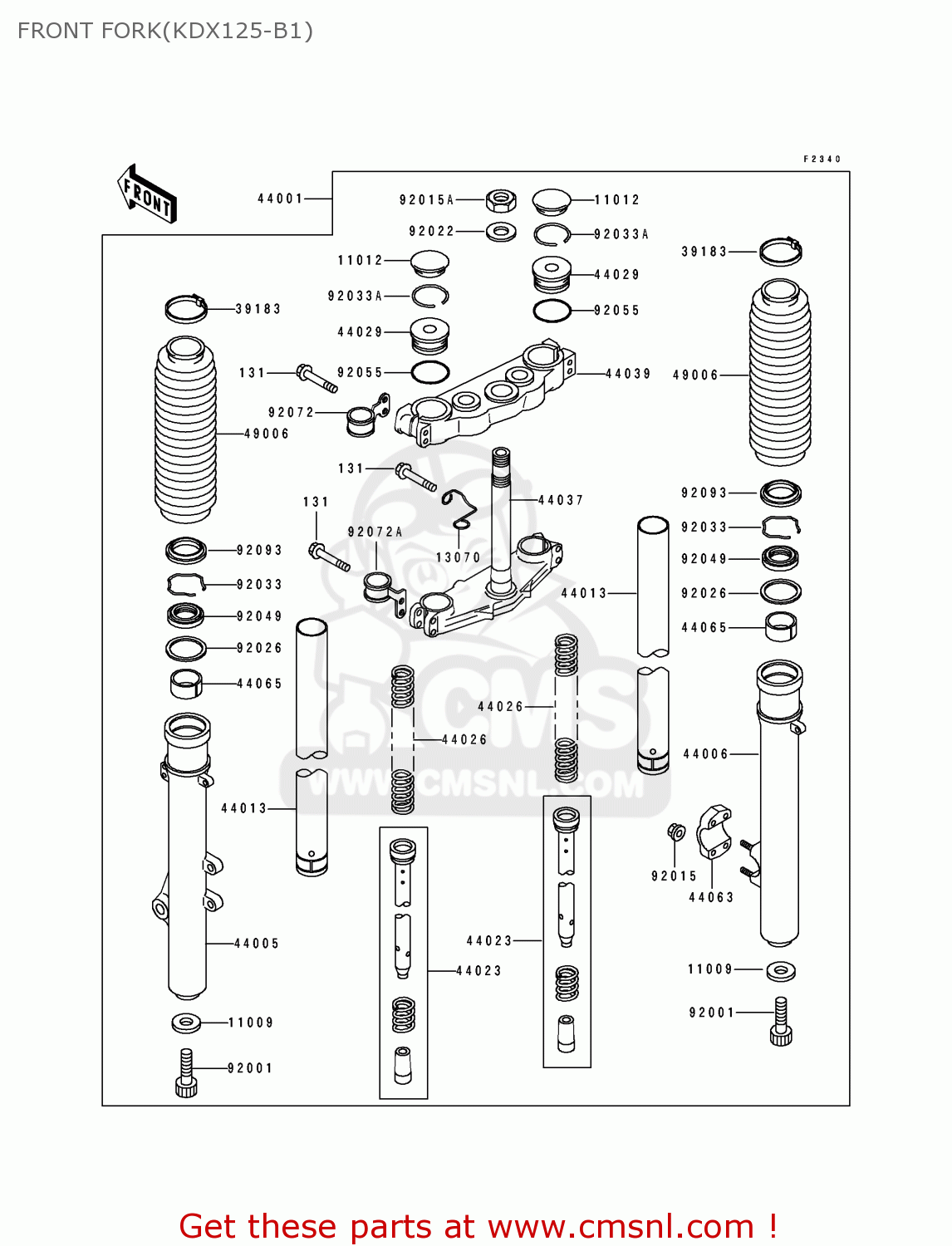 FRONT FORK(KDX125-B1) KDX125-B1 KDX125SR 1990 UNITED KINGDOM FR