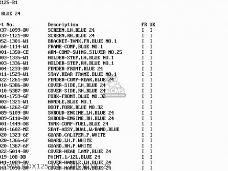 1990 KDX125-B1    DB BLUE 24 - KDX125-B1 KDX125SR 1990 UNITED KINGDOM FR