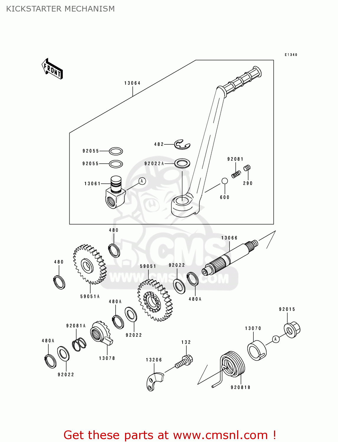 KICKSTARTER MECHANISM KDX125-B2 KDX125SR 1991 UNITED KINGDOM FR SD
