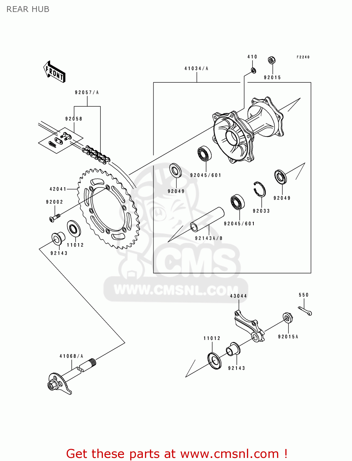 REAR HUB KDX125-B2 KDX125SR 1991 UNITED KINGDOM FR SD
