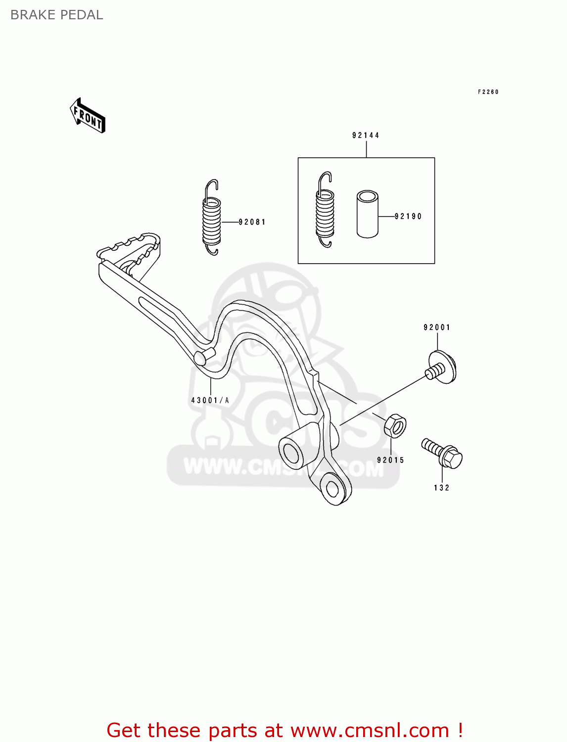 BRAKE PEDAL KDX125-B2 KDX125SR 1991 UNITED KINGDOM FR SD