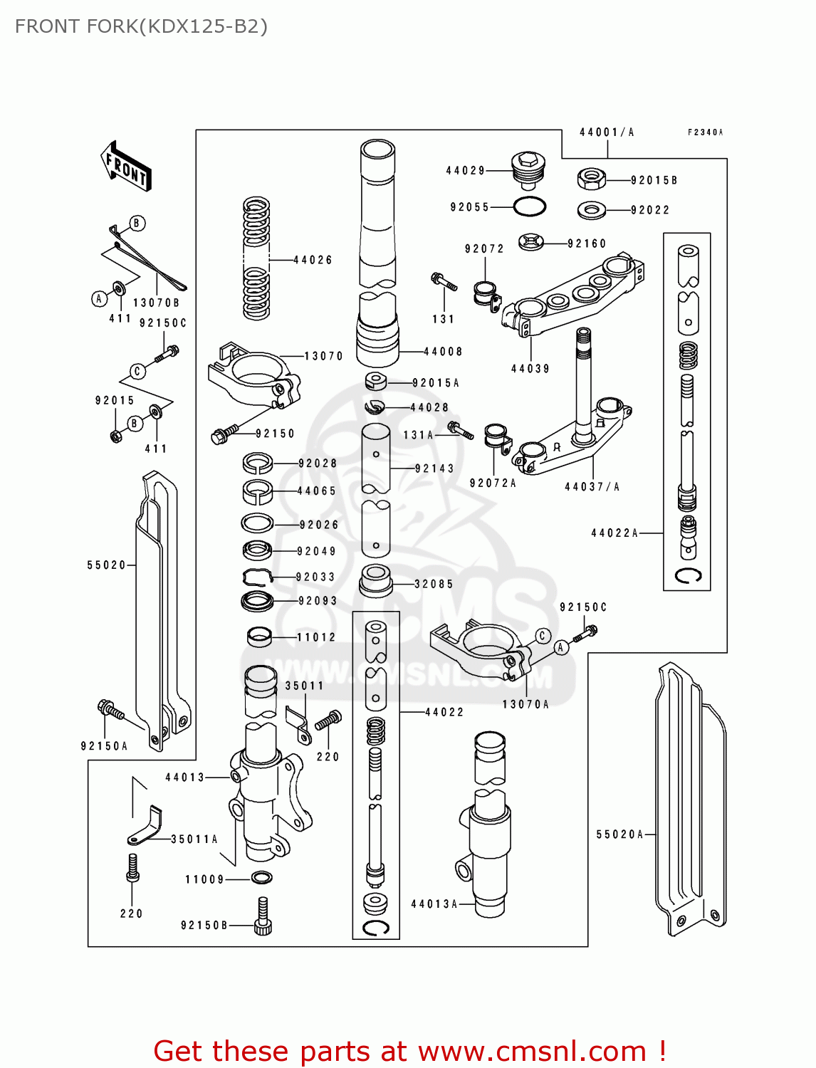 FRONT FORK(KDX125-B2) KDX125-B2 KDX125SR 1991 UNITED KINGDOM FR SD