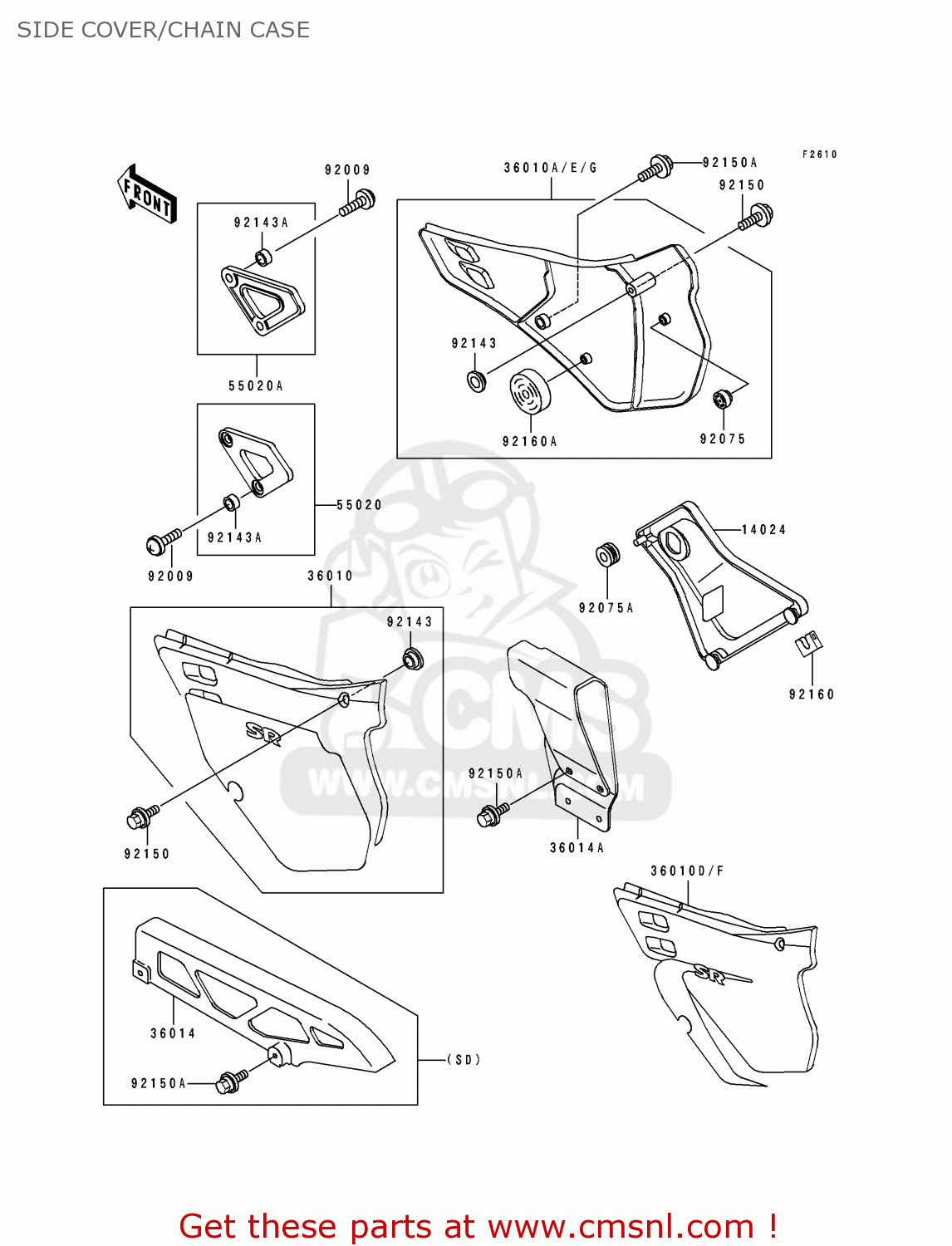 SIDE COVER/CHAIN CASE KDX125-B2 KDX125SR 1991 UNITED KINGDOM FR SD