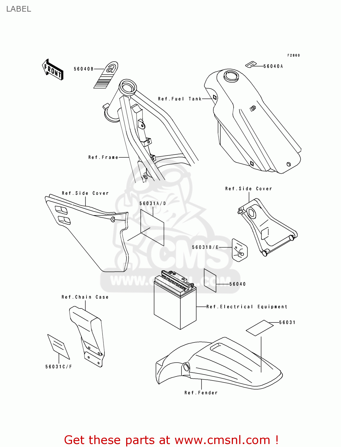 LABEL KDX125-B2 KDX125SR 1991 UNITED KINGDOM FR SD
