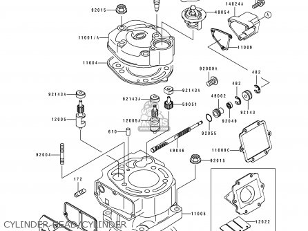 CYLINDER HEAD/CYLINDER - KDX125-B2 KDX125SR 1991 UNITED KINGDOM FR SD