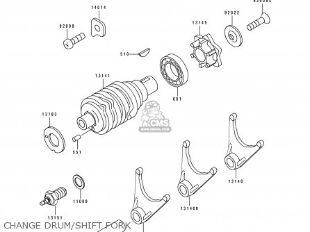 CHANGE DRUM/SHIFT FORK - KDX125-B2 KDX125SR 1991 UNITED KINGDOM FR SD