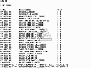 1990 KDX125-B1    7F LIME GREEN - KDX125-B2 KDX125SR 1991 UNITED KINGDOM FR SD