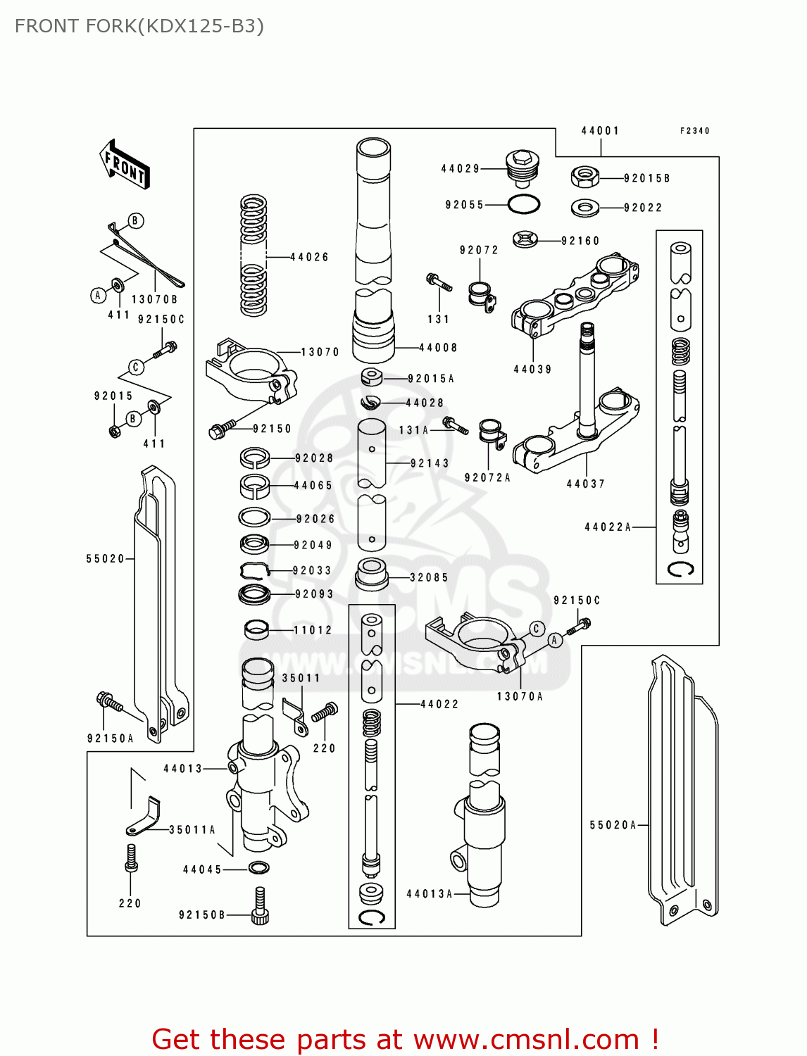 FRONT FORK(KDX125-B3) KDX125-B3 KDX125SR 1992 FRANCE SD