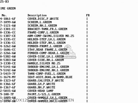 1992 KDX125-B3    7F LIME GREEN - KDX125-B3 KDX125SR 1992 FRANCE SD