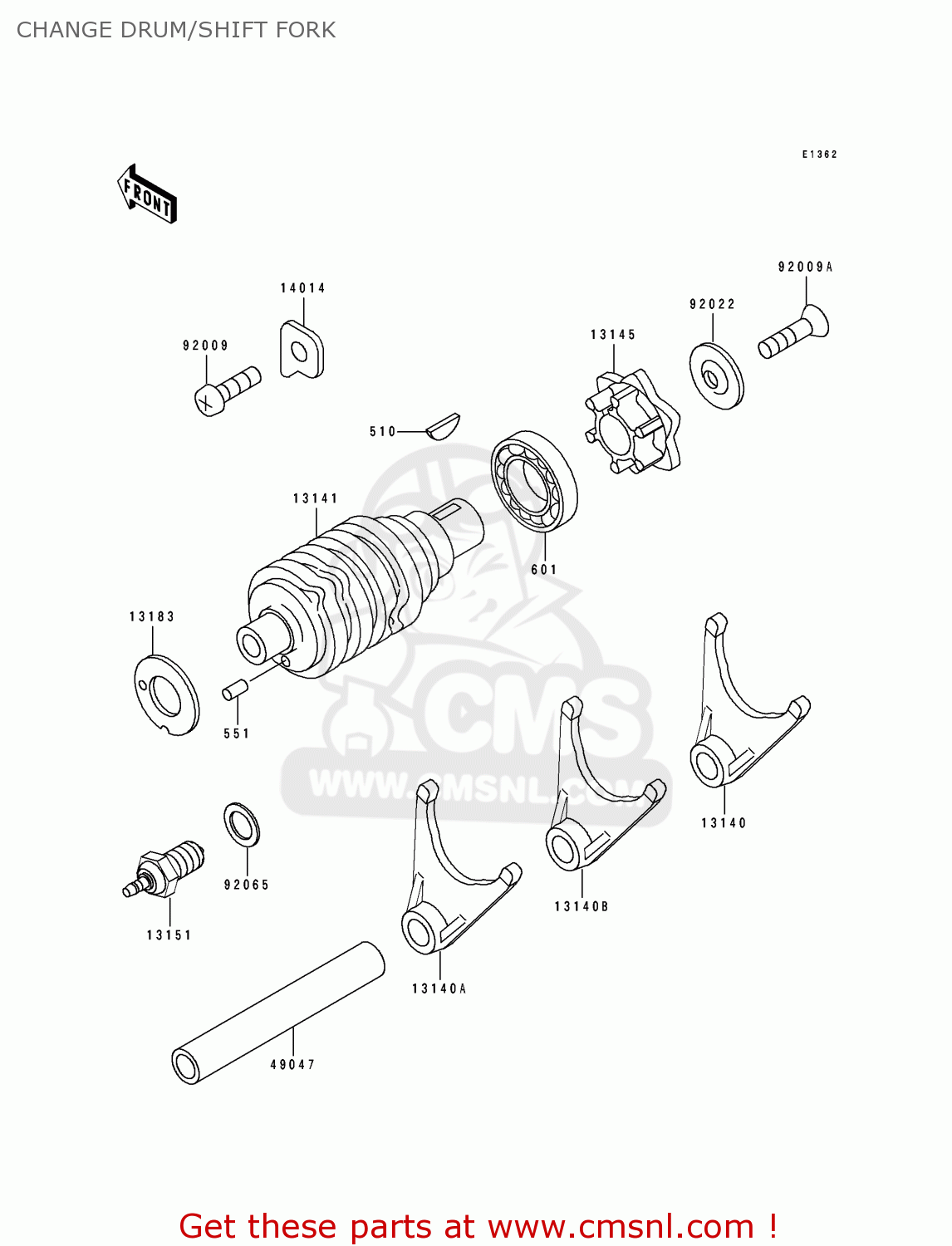CHANGE DRUM/SHIFT FORK KDX125-B4 KDX125SR 1993 FRANCE