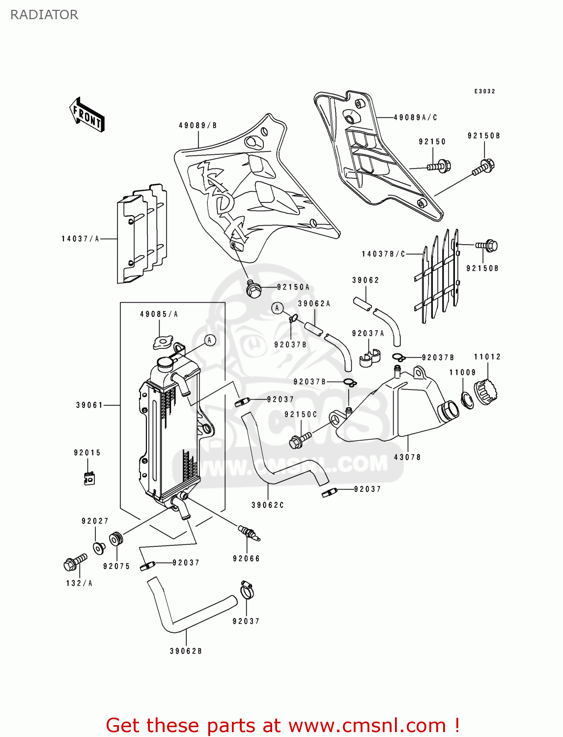 RADIATOR KDX125-B4 KDX125SR 1993 FRANCE