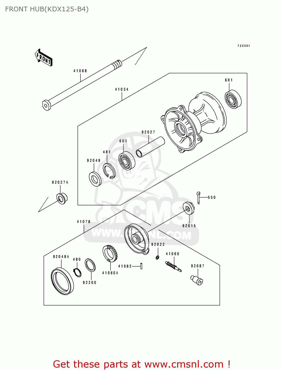 FRONT HUB(KDX125-B4) KDX125-B4 KDX125SR 1993 FRANCE