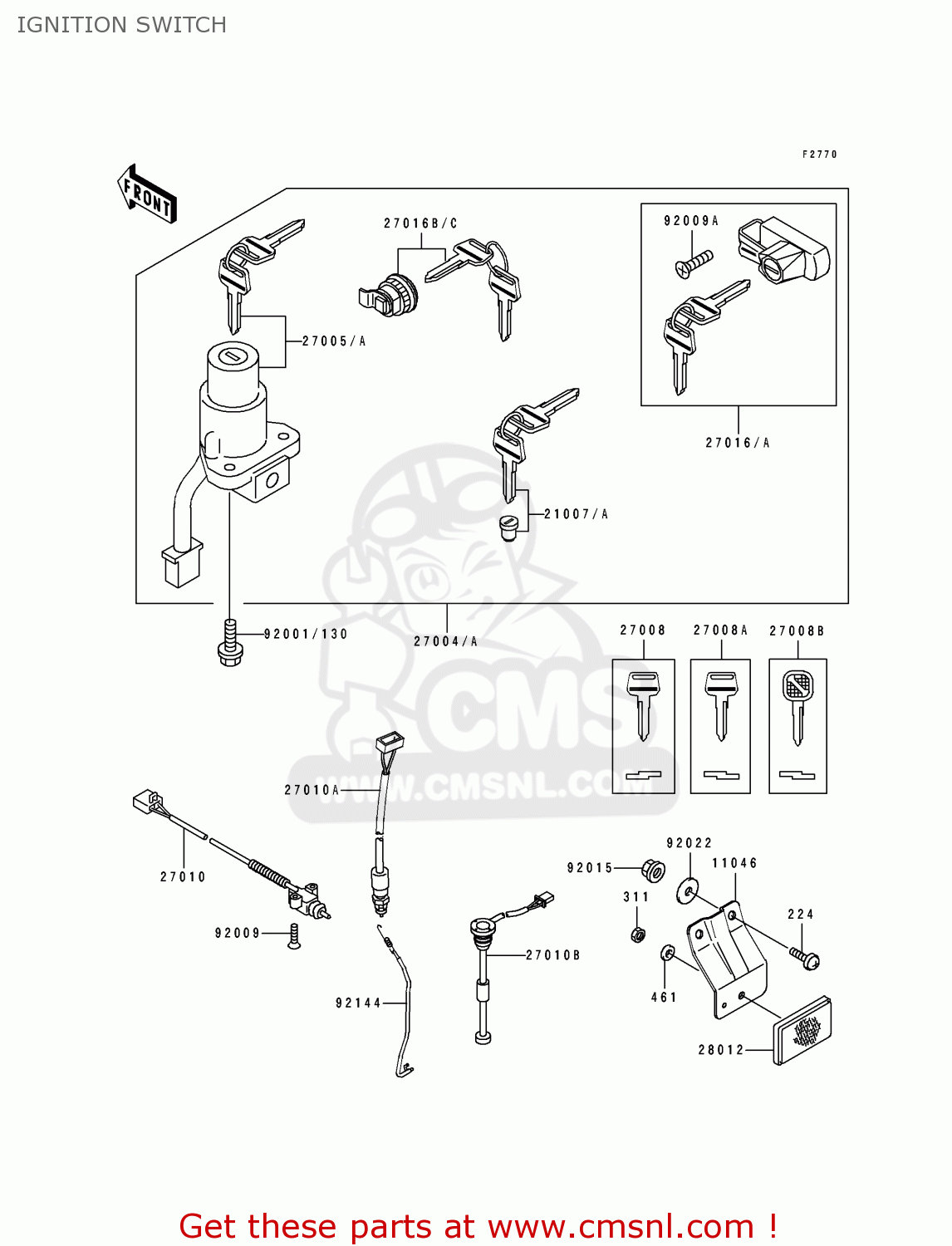 IGNITION SWITCH KDX125-B4 KDX125SR 1993 FRANCE