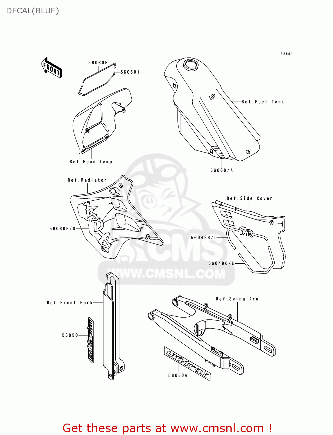 DECAL(BLUE) KDX125-B4 KDX125SR 1993 FRANCE