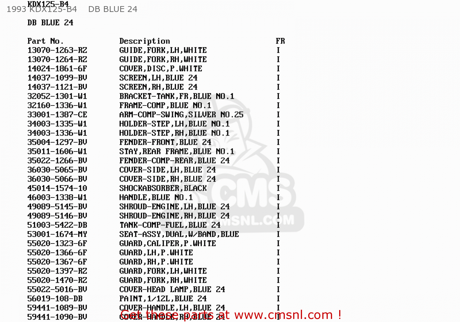 1993 KDX125-B4    DB BLUE 24 KDX125-B4 KDX125SR 1993 FRANCE