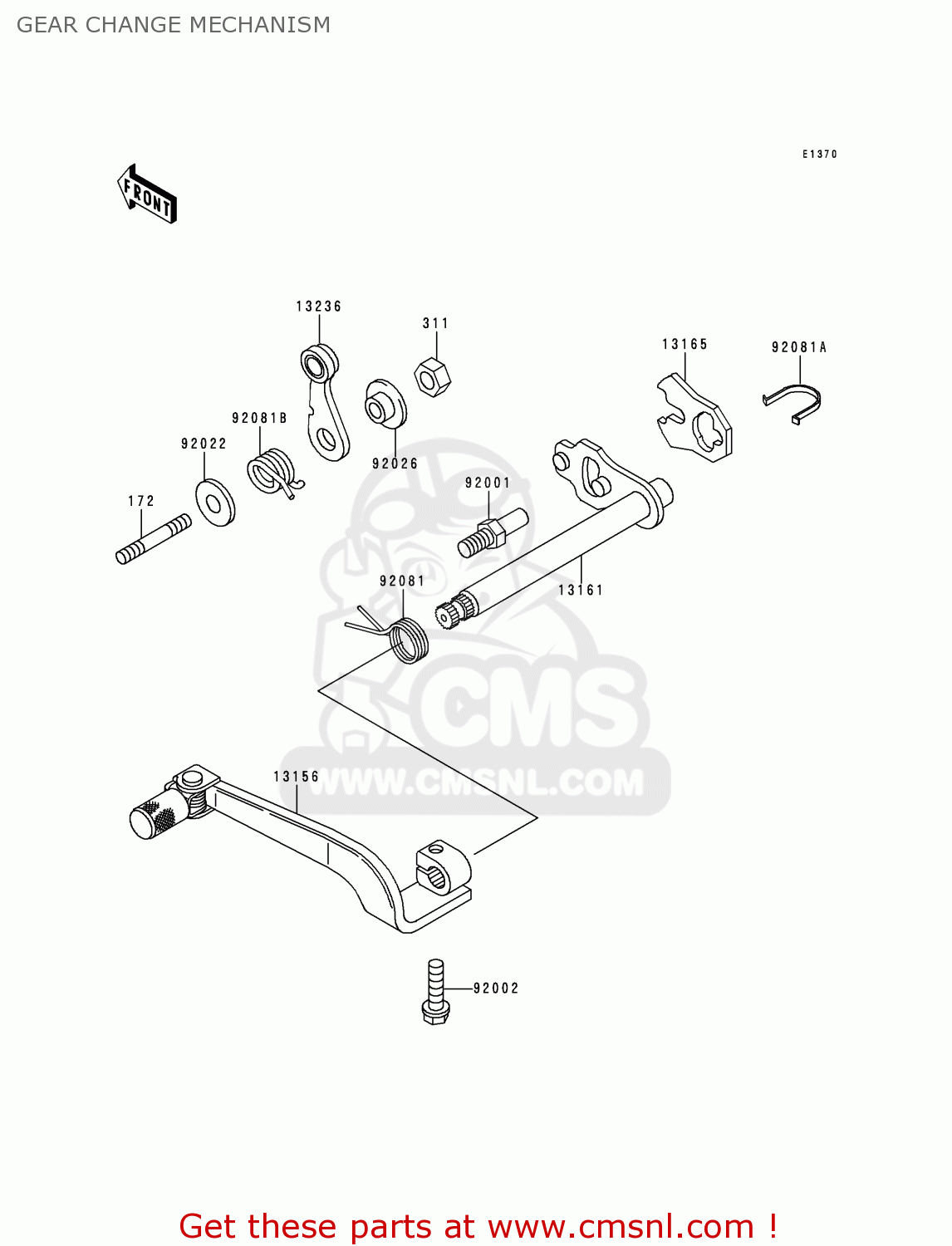 GEAR CHANGE MECHANISM KDX125-B6 KDX125SR 1999 EUROPE FR NL GR