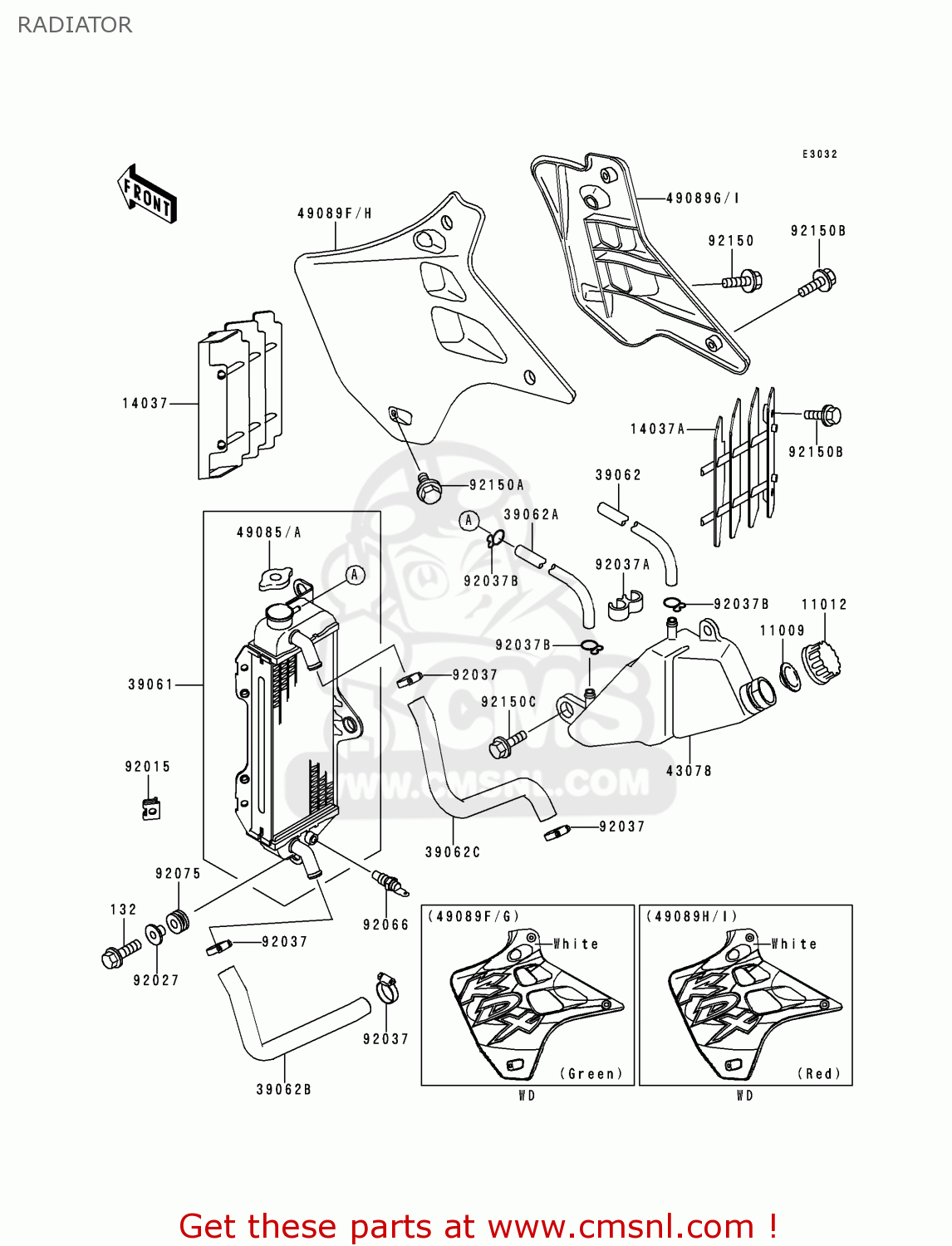 RADIATOR KDX125-B6 KDX125SR 1999 EUROPE FR NL GR