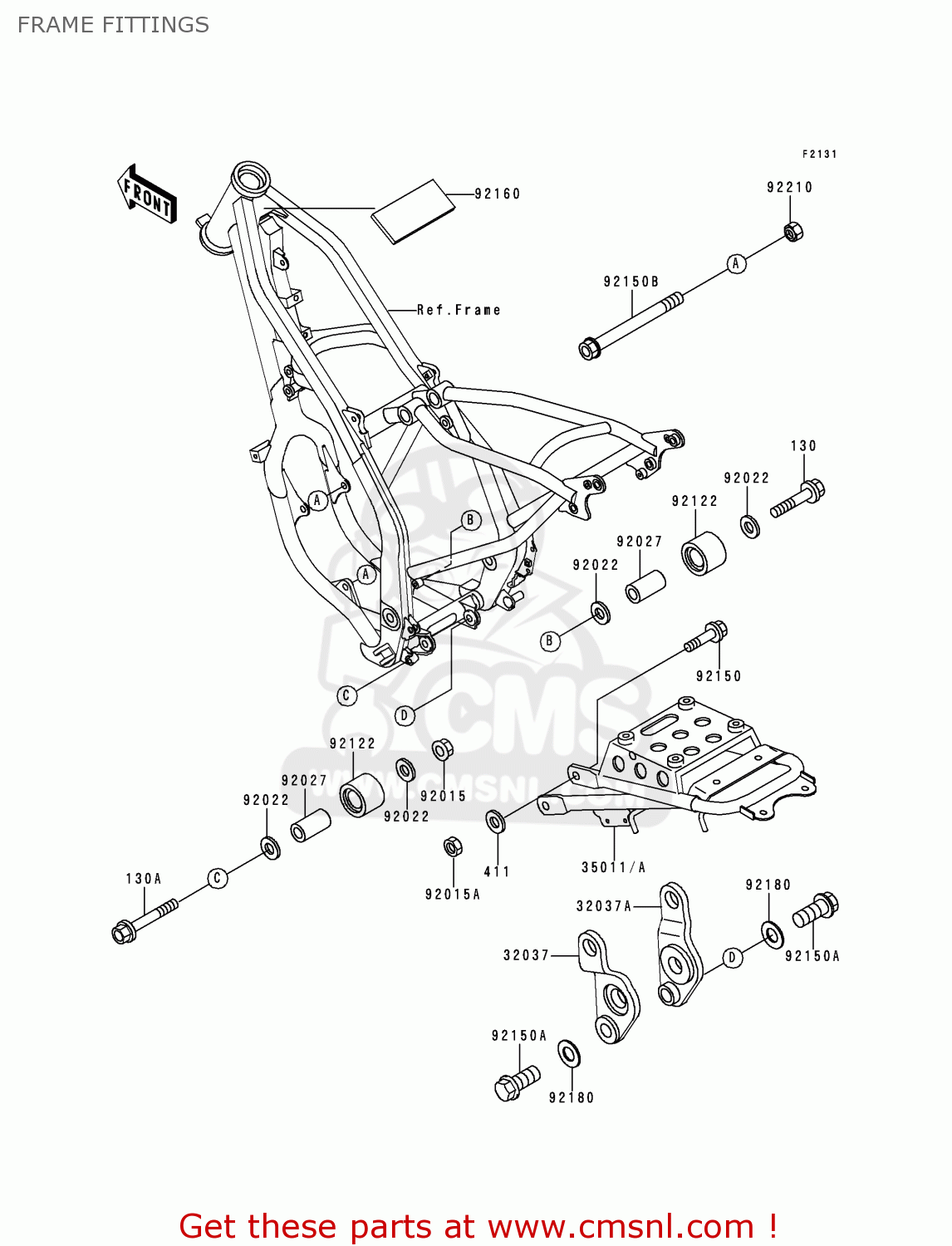 FRAME FITTINGS KDX125-B6 KDX125SR 1999 EUROPE FR NL GR