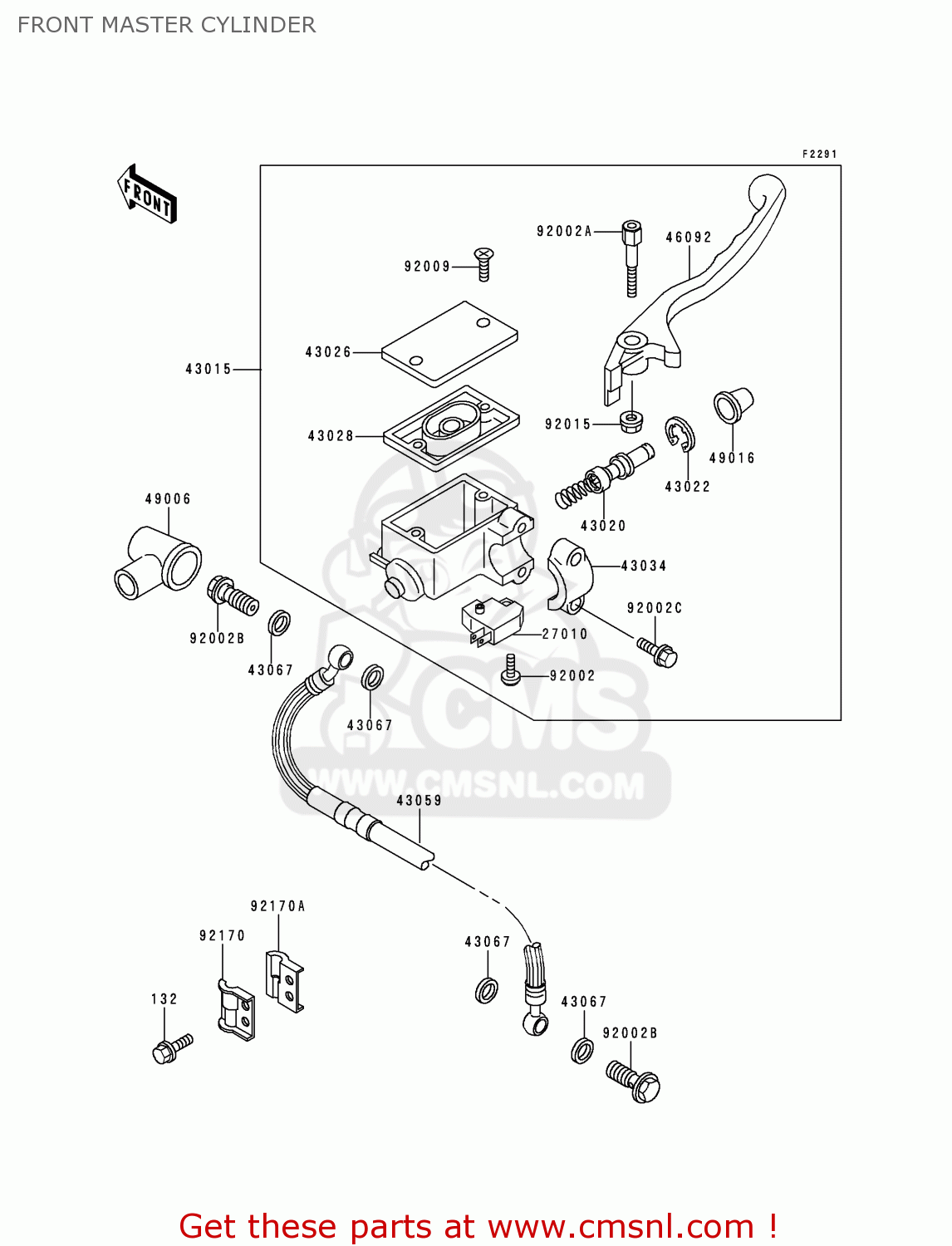 FRONT MASTER CYLINDER KDX125-B6 KDX125SR 1999 EUROPE FR NL GR