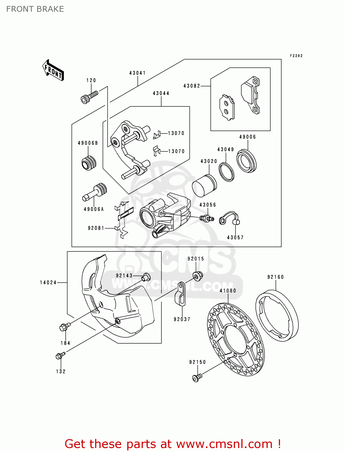 FRONT BRAKE KDX125-B6 KDX125SR 1999 EUROPE FR NL GR