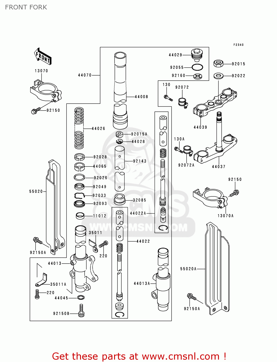FRONT FORK KDX125-B6 KDX125SR 1999 EUROPE FR NL GR