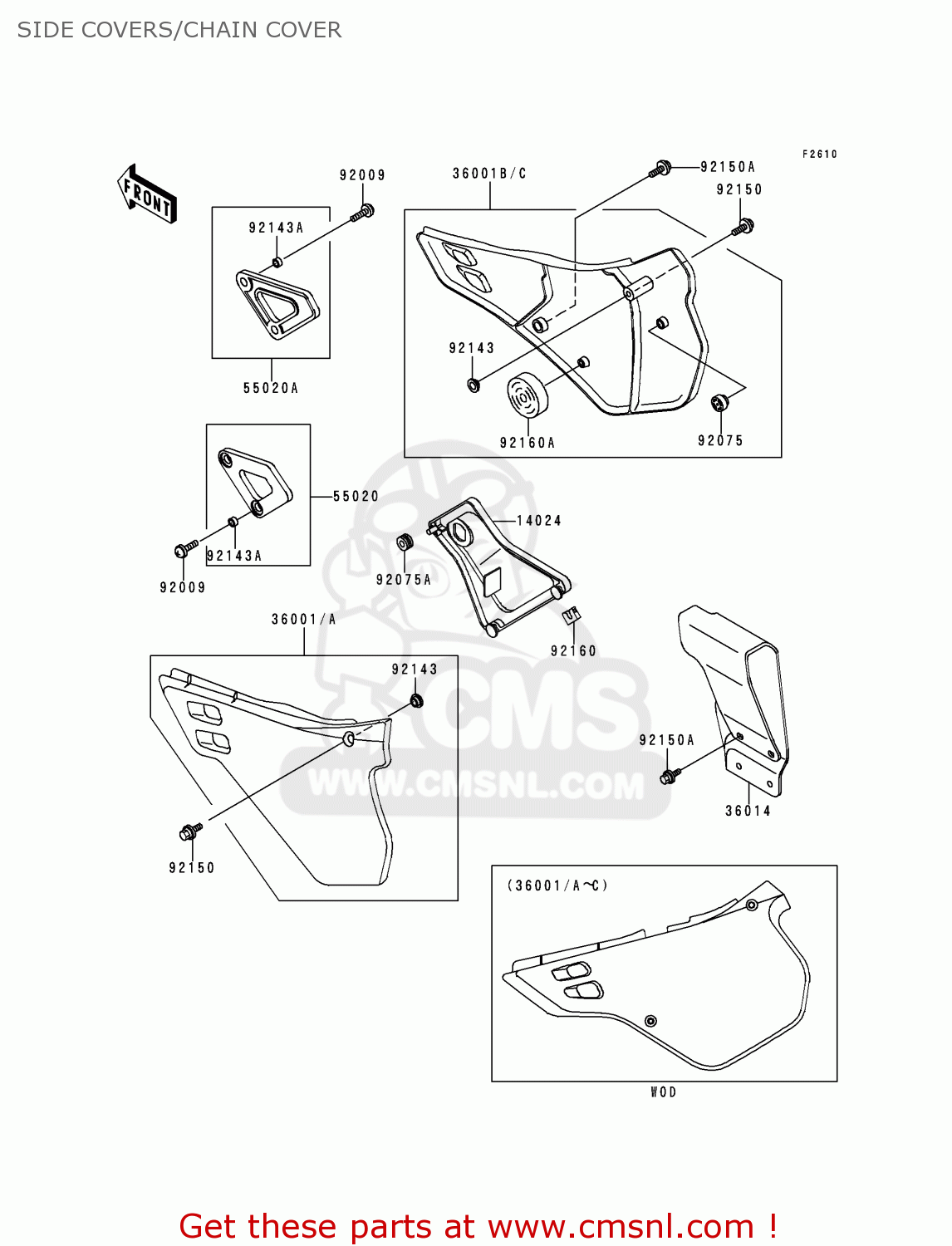 SIDE COVERS/CHAIN COVER KDX125-B6 KDX125SR 1999 EUROPE FR NL GR