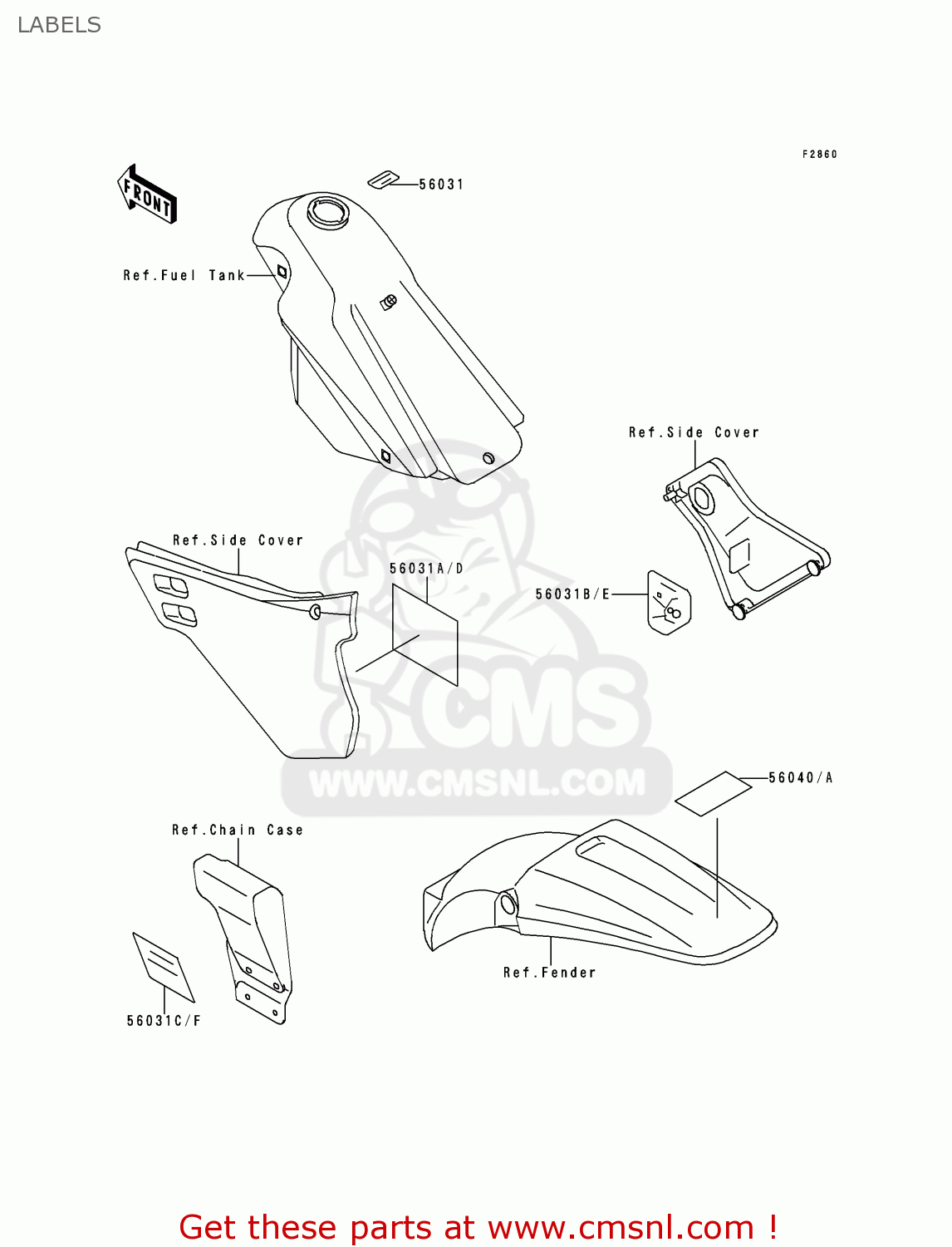 LABELS KDX125-B6 KDX125SR 1999 EUROPE FR NL GR