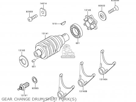 GEAR CHANGE DRUM/SHIFT FORK(S) - KDX125-B6 KDX125SR 1999 EUROPE FR NL GR