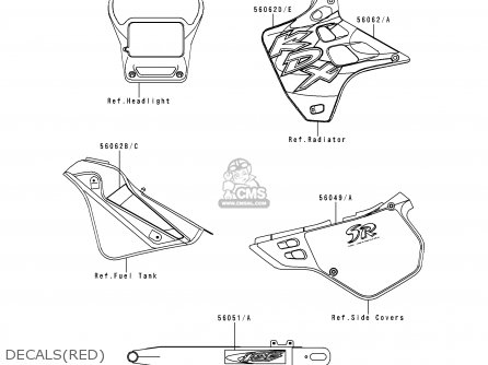 DECALS(RED) - KDX125-B6 KDX125SR 1999 EUROPE FR NL GR