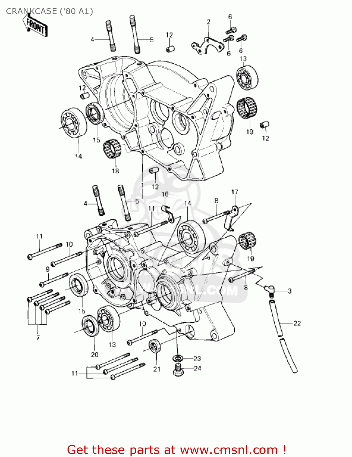 Kawasaki KDX175-A1 KDX175 1980 USA CANADA CRANKCASE ('80 A1) - buy ...