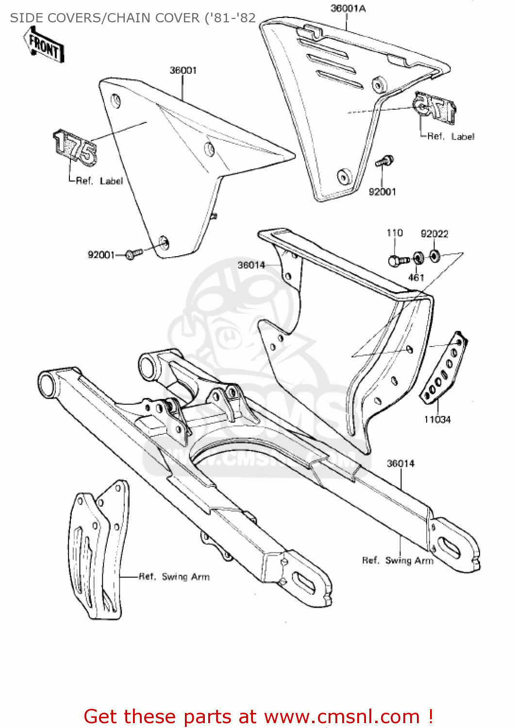 SIDE COVERS/CHAIN COVER ('81-'82 KDX175-A1 KDX175 1980 USA CANADA