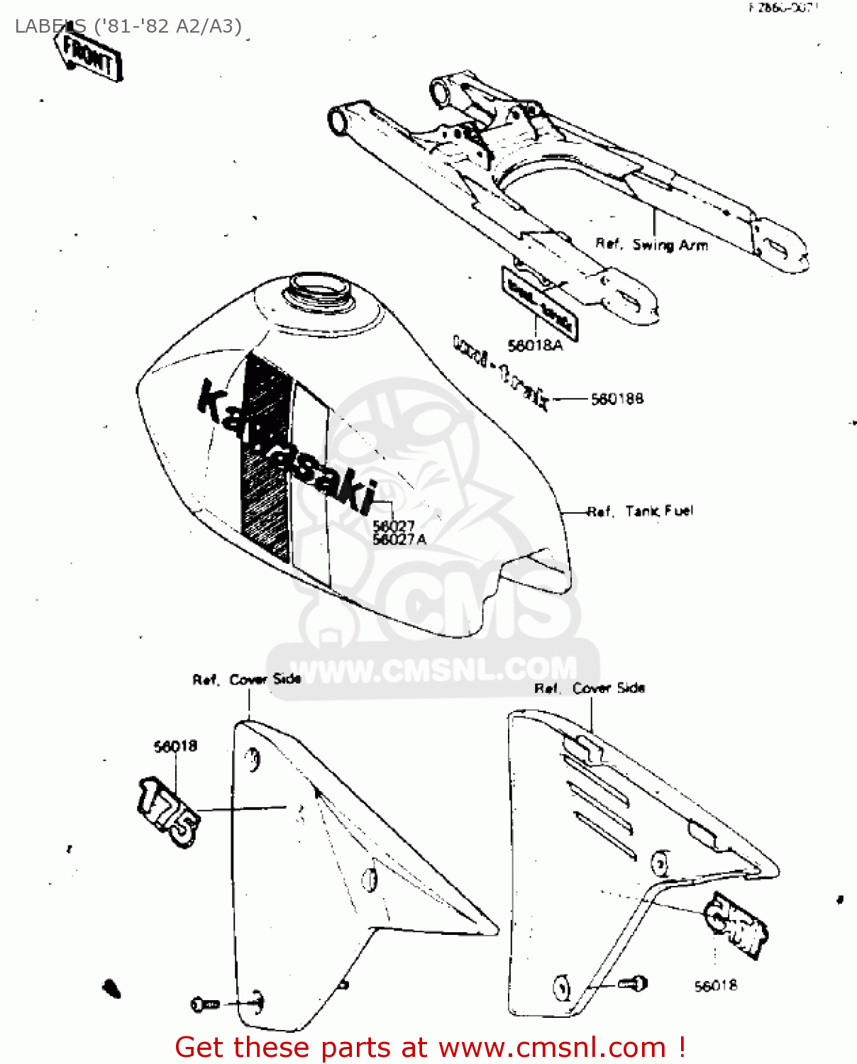 LABELS ('81-'82 A2/A3) KDX175-A1 KDX175 1980 USA CANADA