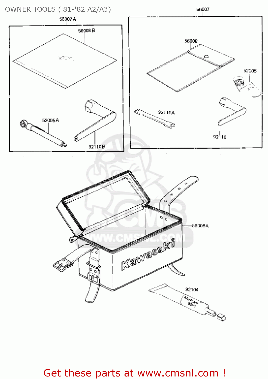 OWNER TOOLS ('81-'82 A2/A3) KDX175-A1 KDX175 1980 USA CANADA