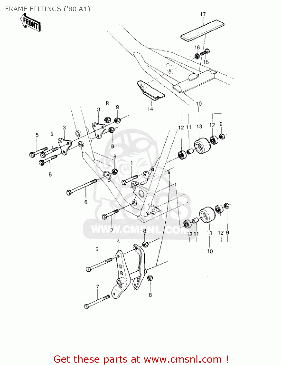 FRAME FITTINGS ('80 A1) KDX175-A1 KDX175 1980 USA CANADA