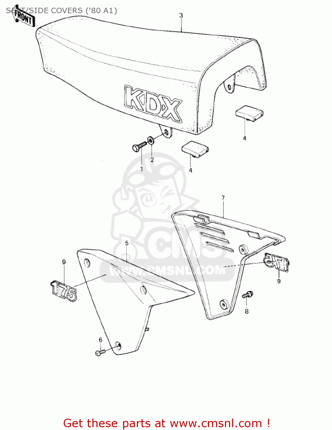 SEAT/SIDE COVERS ('80 A1) KDX175-A1 KDX175 1980 USA CANADA