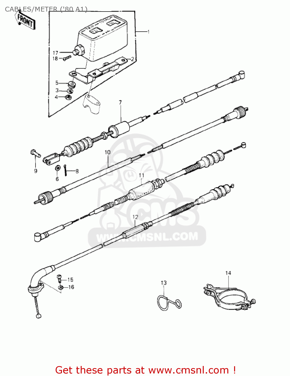 CABLES/METER ('80 A1) KDX175-A1 KDX175 1980 USA CANADA