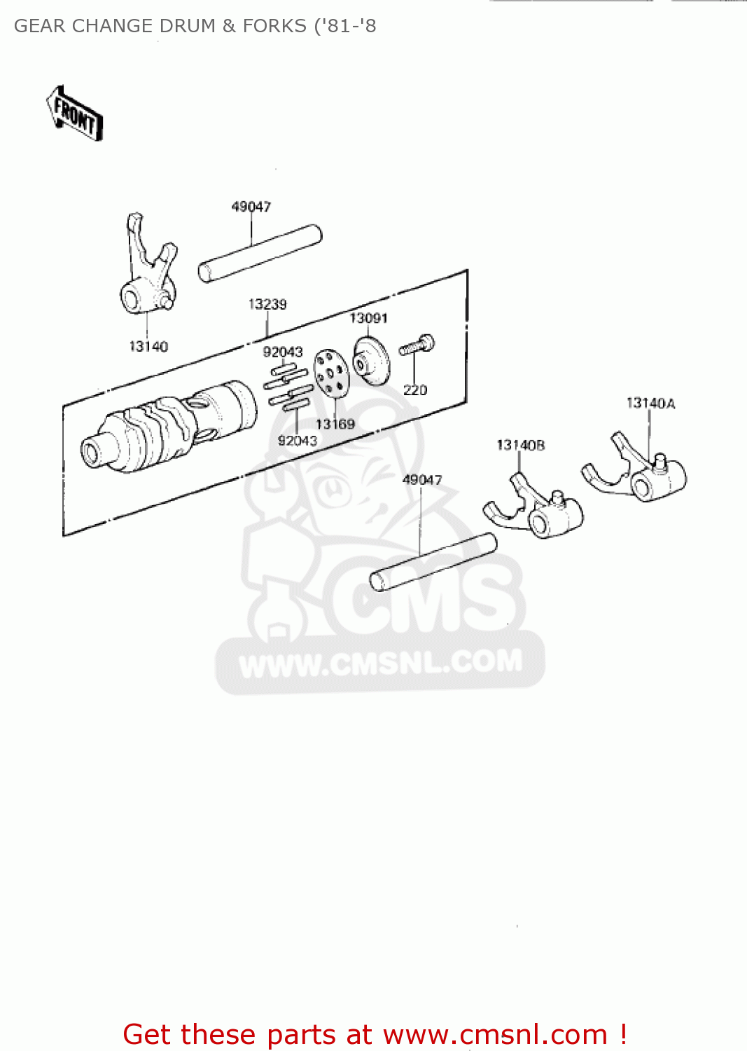 GEAR CHANGE DRUM & FORKS ('81-'8 KDX175-A1 KDX175 1980 USA CANADA