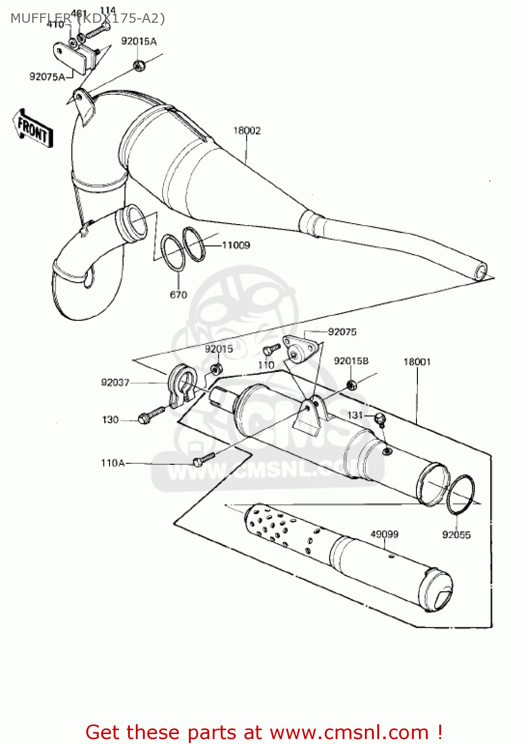 MUFFLER (KDX175-A2) KDX175-A1 KDX175 1980 USA CANADA